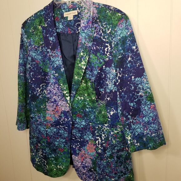 Coldwater Creek Women's Jacket Blazer Size 10 Boho Floral Artsy - Picture 3 of 9